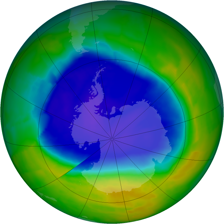 Antarctic ozone map for 07 November 2011